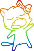 dibujo de línea de gradiente de arco iris gato cantor de dibujos animados vector