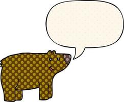 cartoon bear and speech bubble in comic book style vector