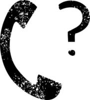distressed symbol telephone receiver with question mark vector