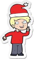 sticker of a cartoon man ready for christmas vector