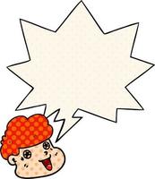 cartoon boy's face and speech bubble in comic book style vector