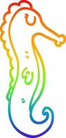 rainbow gradient line drawing cartoon sea horse vector