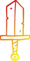 warm gradient line drawing cartoon golden dagger vector