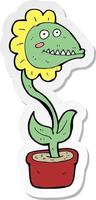 sticker of a cartoon monster plant vector