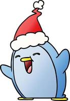 christmas gradient cartoon of kawaii penguin vector