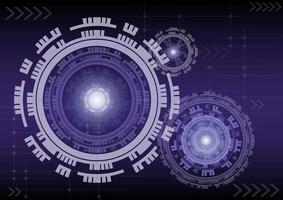 Abstract circle futuristic and technology dark purple background for technology and innovation cyber concept, vector illustration