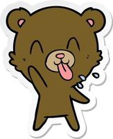 sticker of a rude cartoon bear vector