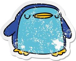 distressed sticker cartoon kawaii of a cute penguin vector