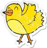 distressed sticker of a cartoon bird vector