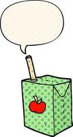 caricatura, caja de jugo de manzana, y, burbuja del discurso, en, cómico, estilo