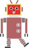 flat color retro cartoon robot vector