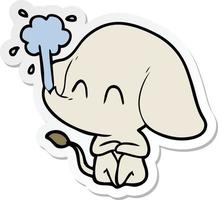 sticker of a cute cartoon elephant spouting water vector