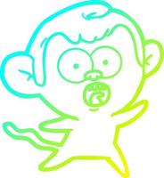 cold gradient line drawing cartoon shocked monkey vector