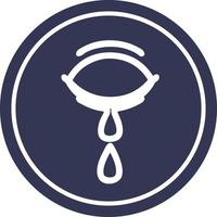 crying eye circular icon vector