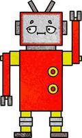 robot de dibujos animados de textura grunge retro vector