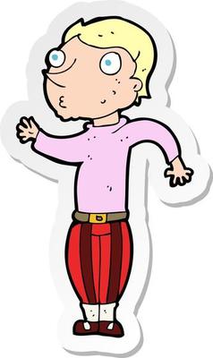 sticker of a cartoon man in loud clothes