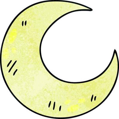 quirky hand drawn cartoon crescent moon