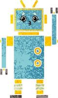 retro illustration style cartoon robot vector