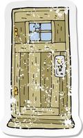 retro distressed sticker of a cartoon old wood door vector