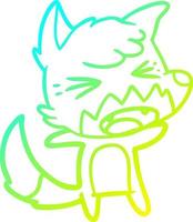 cold gradient line drawing angry cartoon fox vector