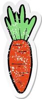 distressed sticker of a cartoon carrot vector