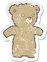 retro distressed sticker of a cartoon teddy bear vector