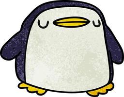 textured cartoon kawaii of a cute penguin vector