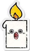 distressed sticker of a cute cartoon lit candle vector