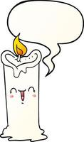 cartoon happy candle and speech bubble in smooth gradient style vector