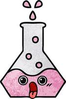 retro grunge texture cartoon science beaker vector