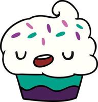 caricatura, kawaii, de, un, lindo, cupcake vector