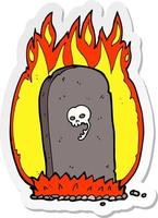 sticker of a cartoon spooky grave vector