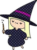 cartoon of a cute kawaii witch girl vector