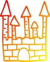 warm gradient line drawing cartoon traditional castle vector