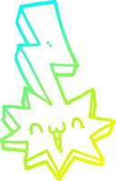 cold gradient line drawing cartoon lightning bolt vector