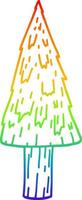 rainbow gradient line drawing cartoon christmas tree vector