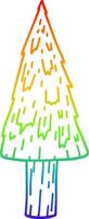 rainbow gradient line drawing cartoon christmas tree vector