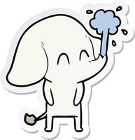 sticker of a cute cartoon elephant spouting water vector