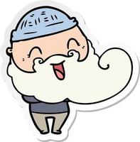 sticker of a happy man with beard and winter hat vector