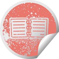 distressed circular peeling sticker symbol note book vector