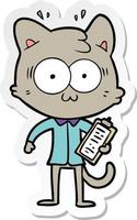 sticker of a cartoon surprised office worker cat