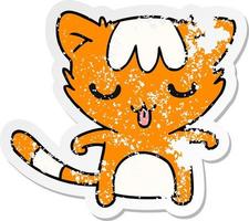 distressed sticker cartoon of a kawaii cute cat vector