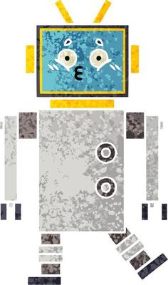 retro illustration style cartoon robot