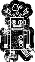 malfunctioning robot distressed icon vector