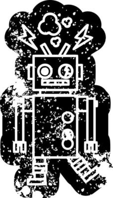 malfunctioning robot distressed icon
