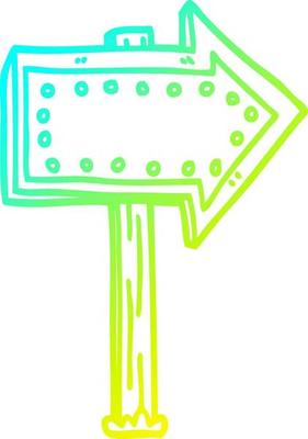 cold gradient line drawing cartoon lit up sign