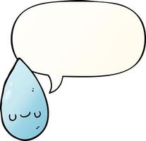 cartoon cute raindrop and speech bubble in smooth gradient style vector