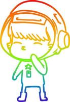 rainbow gradient line drawing cartoon curious astronaut vector