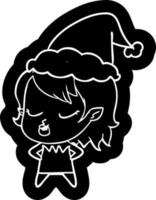 cute cartoon icon of a vampire girl wearing santa hat vector