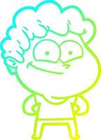 cold gradient line drawing cartoon happy man vector